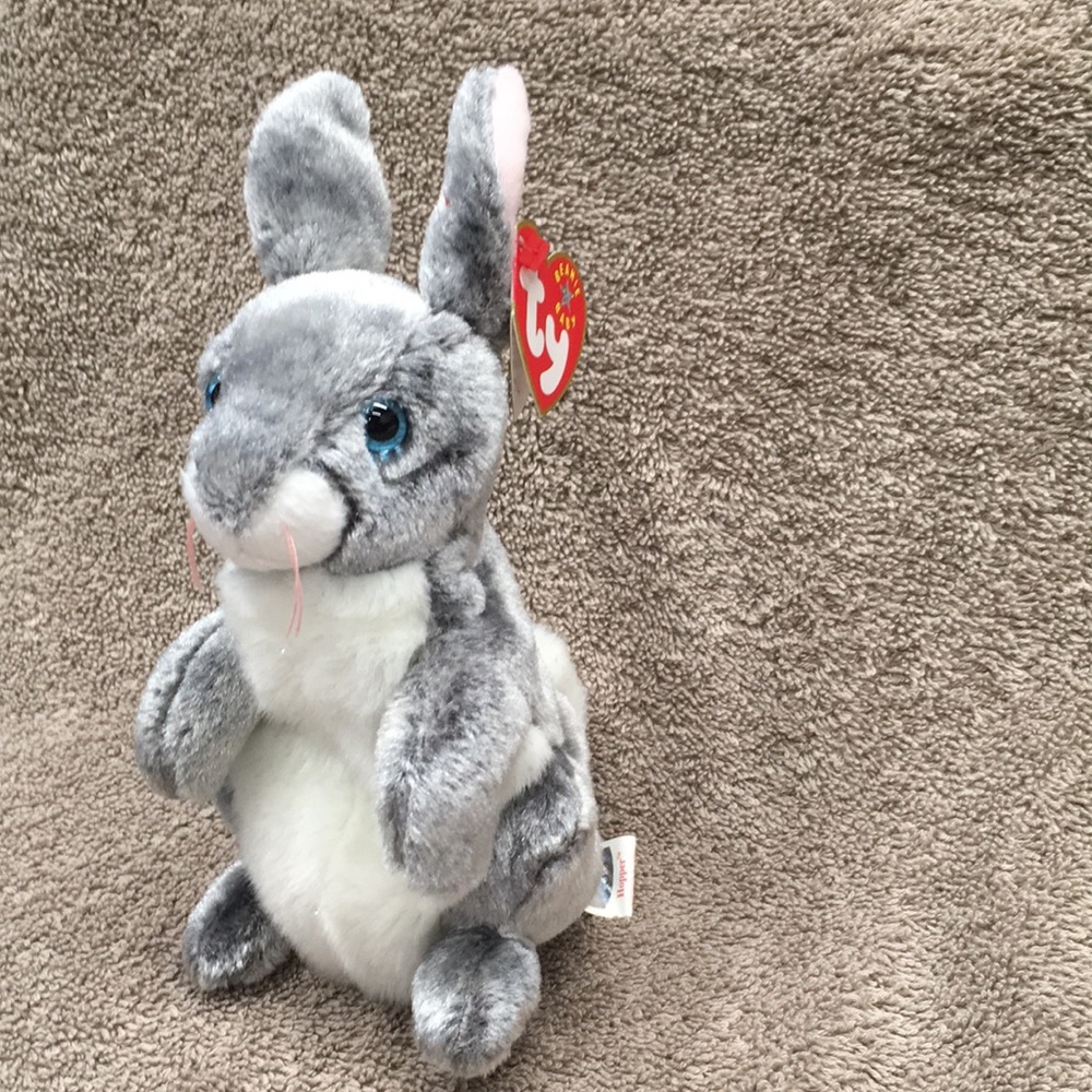 TY Vintage 2000 Hopper Silver/Gray Bunny
